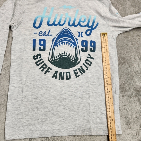 Hurley Long Sleeve Hooded Tee - Shark Surf Graphic, Size Medium, Great Condition - Picture 5 of 7